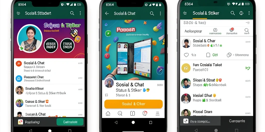 Tampilan antarmuka aplikasi Status & Stiker 8364 yang menarik.
