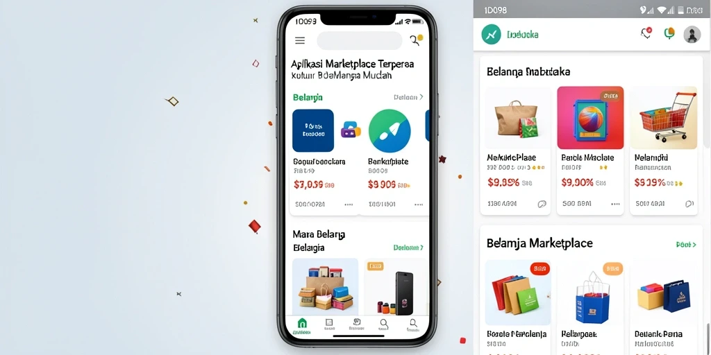 Tampilan antarmuka aplikasi Marketplace ID098 yang menarik dan fungsional.