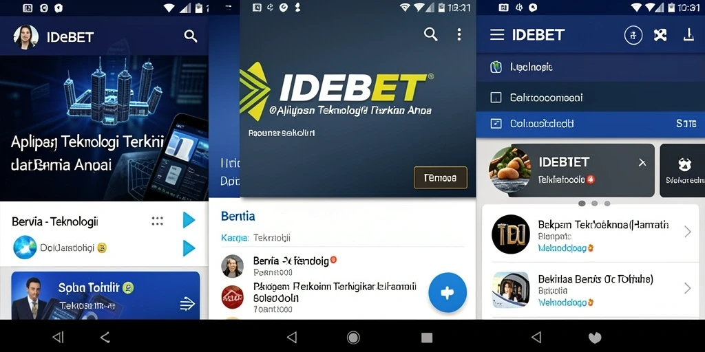 Antarmuka aplikasi IDEBET menampilkan berita teknologi terkini.