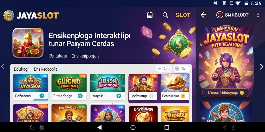 Tampilan antarmuka interaktif aplikasi JAYASLOT yang menarik.