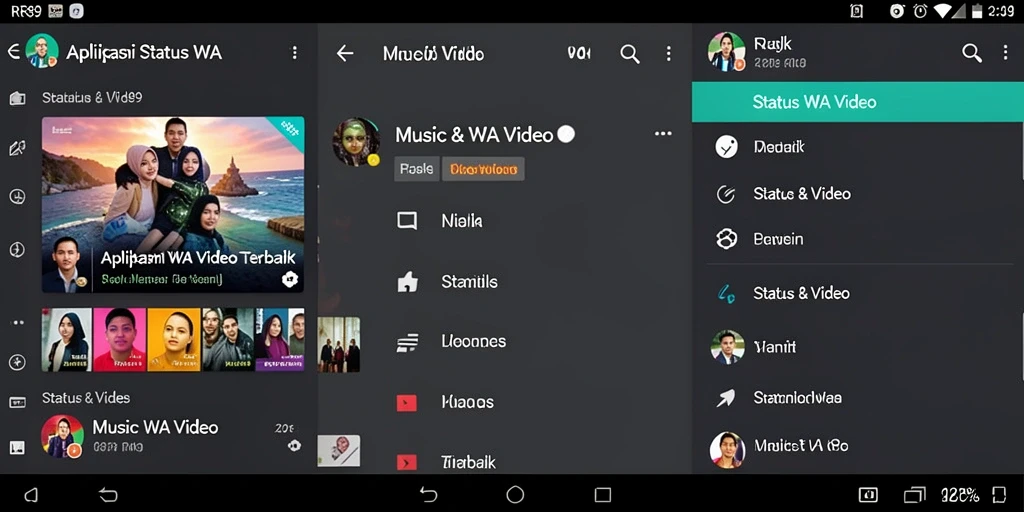 Antarmuka aplikasi RR89 untuk membuat Status WA Video.
